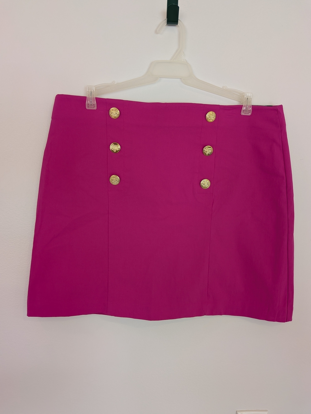 NWT Counterparts Bright Pink Cherry Skirt Skort XL Gold Button Super Stretch